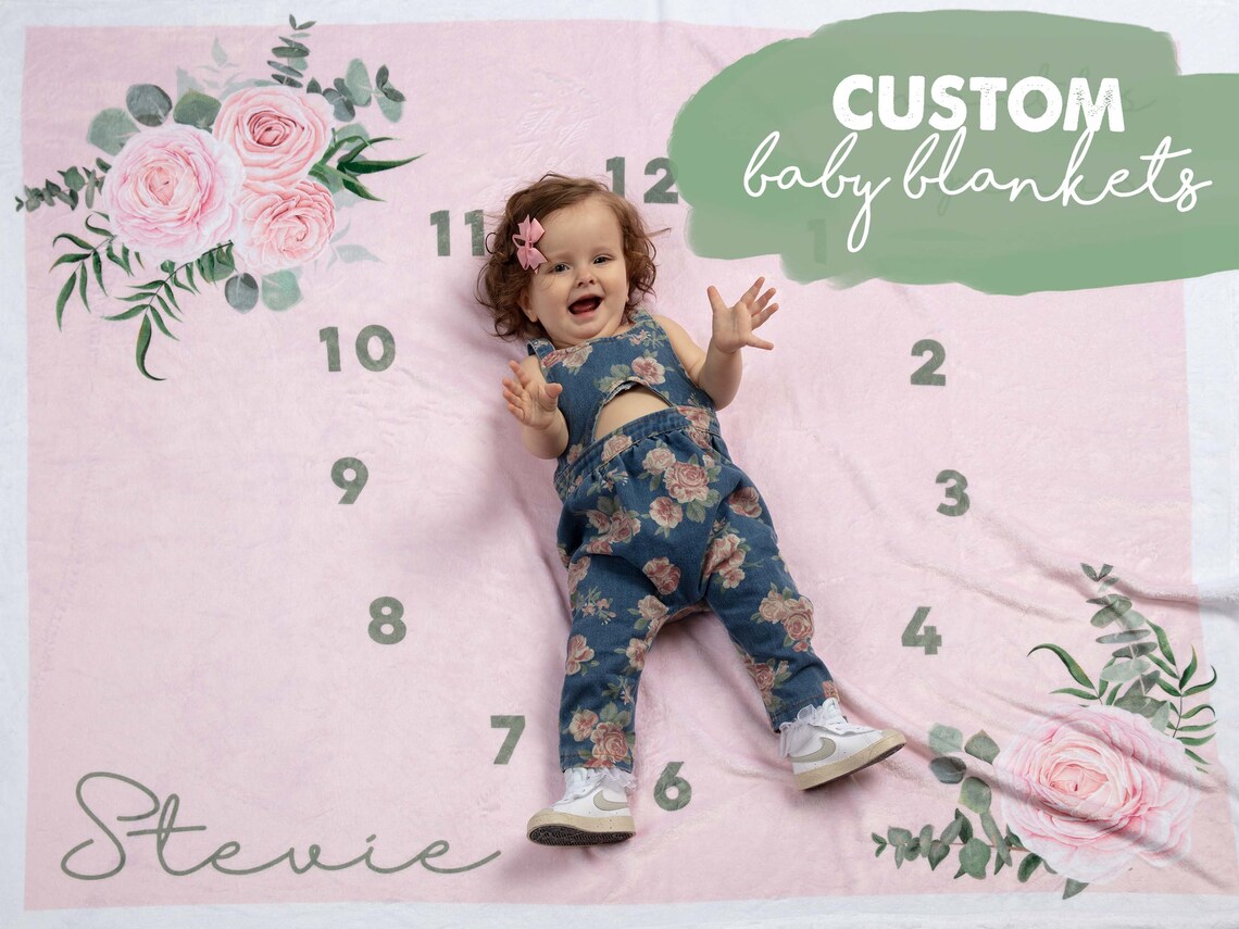 Baby Milestone Blanket Custom Baby Blanket Baby Age Blanket Etsy