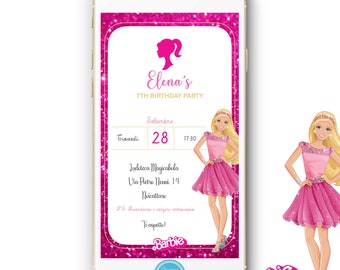 Invito Compleanno Barbie Bambina Ragazza WHATSAPP - FILE DIGITALE Personalizzato
