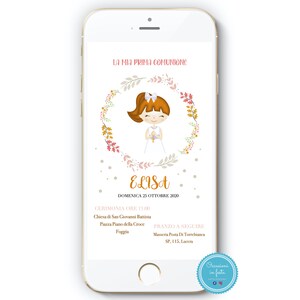 Invito DIGITALE comunione, invito festa whatsapp personalizzabile, Cresima, compleanno, comunione, battesimo, bambini