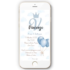 Invito Battesimo Bambino/a, Comunione, Compleanno - WHATSAPP - FILE DIGITALE Personalizzato