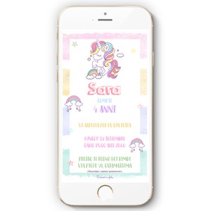 Invito COMPLEANNO UNICORNO Bambina Ragazza Whatsapp - FILE Digitale - Personalizzato