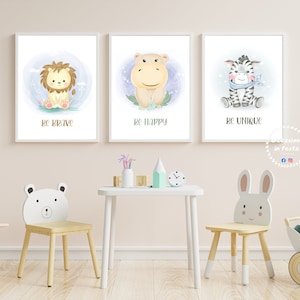 Bedroom pictures x3 - DIGITAL FILE - PDF - Animals - Bedroom poster - painting - gift idea for boy and girl