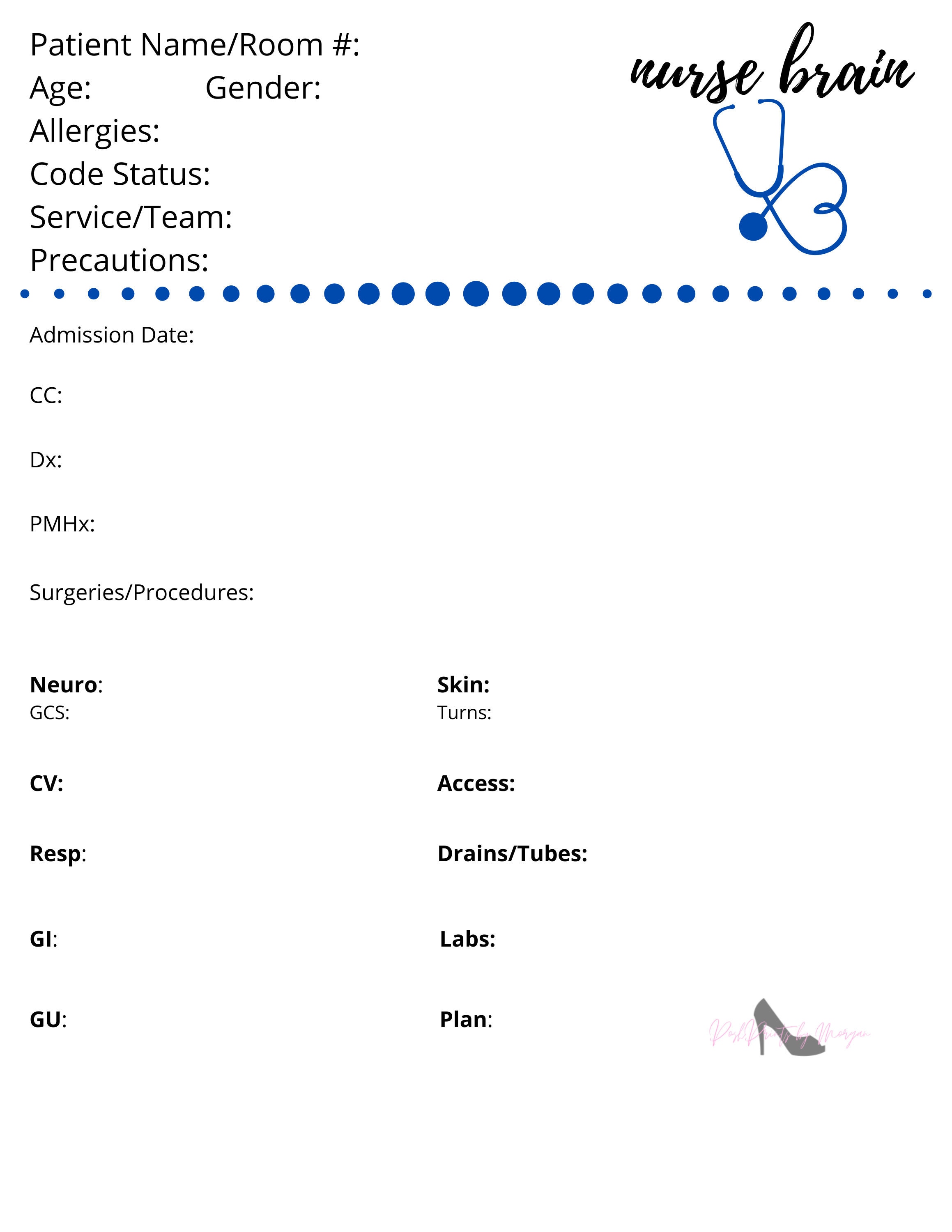 ICU Nurse Report Sheet  Nurse Brain ICU Inside Nurse Report Template