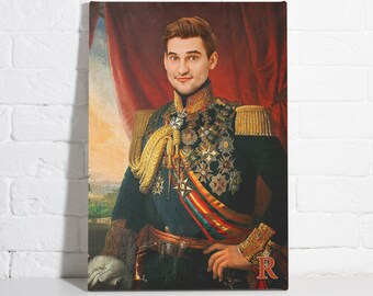King Portrait For Boyfriend Victorian Print Historical Custom Knight Portrait For Him Royal Portrait On Canvas Medieval