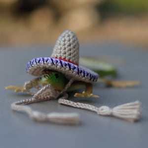 Tiny sombrero pet hat for snake, lizard, bearded dragon, ball python, doll, toys