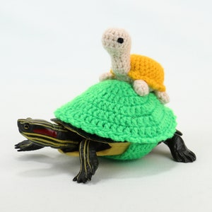 Crochet turtle sweater with baby tortoise, unique turtle costume