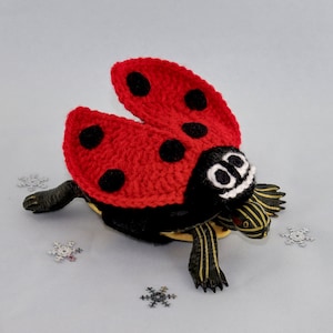 Tortoise turtle sweater, crochet tortoise outfit, ladybug tortoise costume