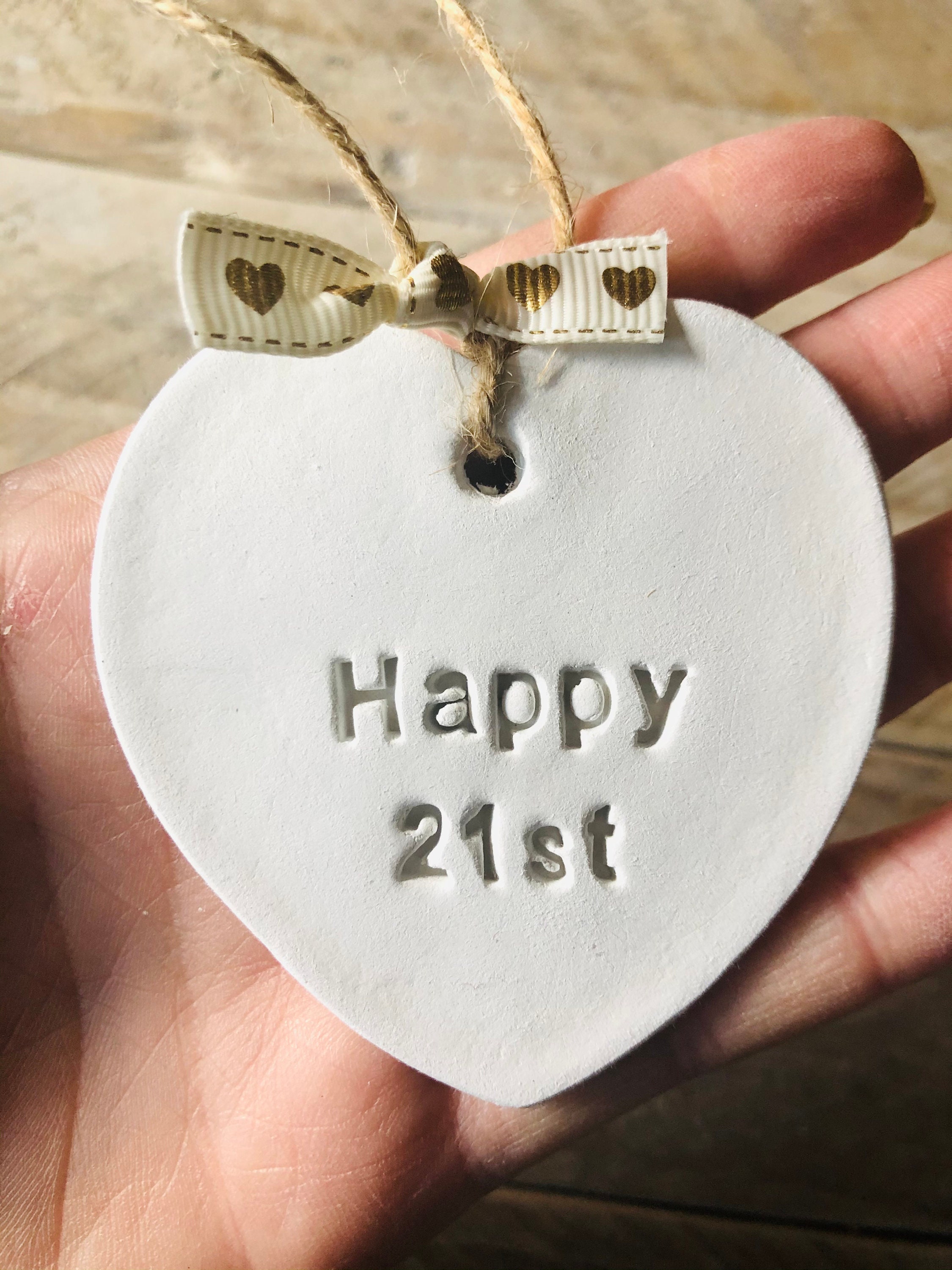 Joyeux 21ème Clay White Decoration Anniversaire Rustique Gift - Etsy France