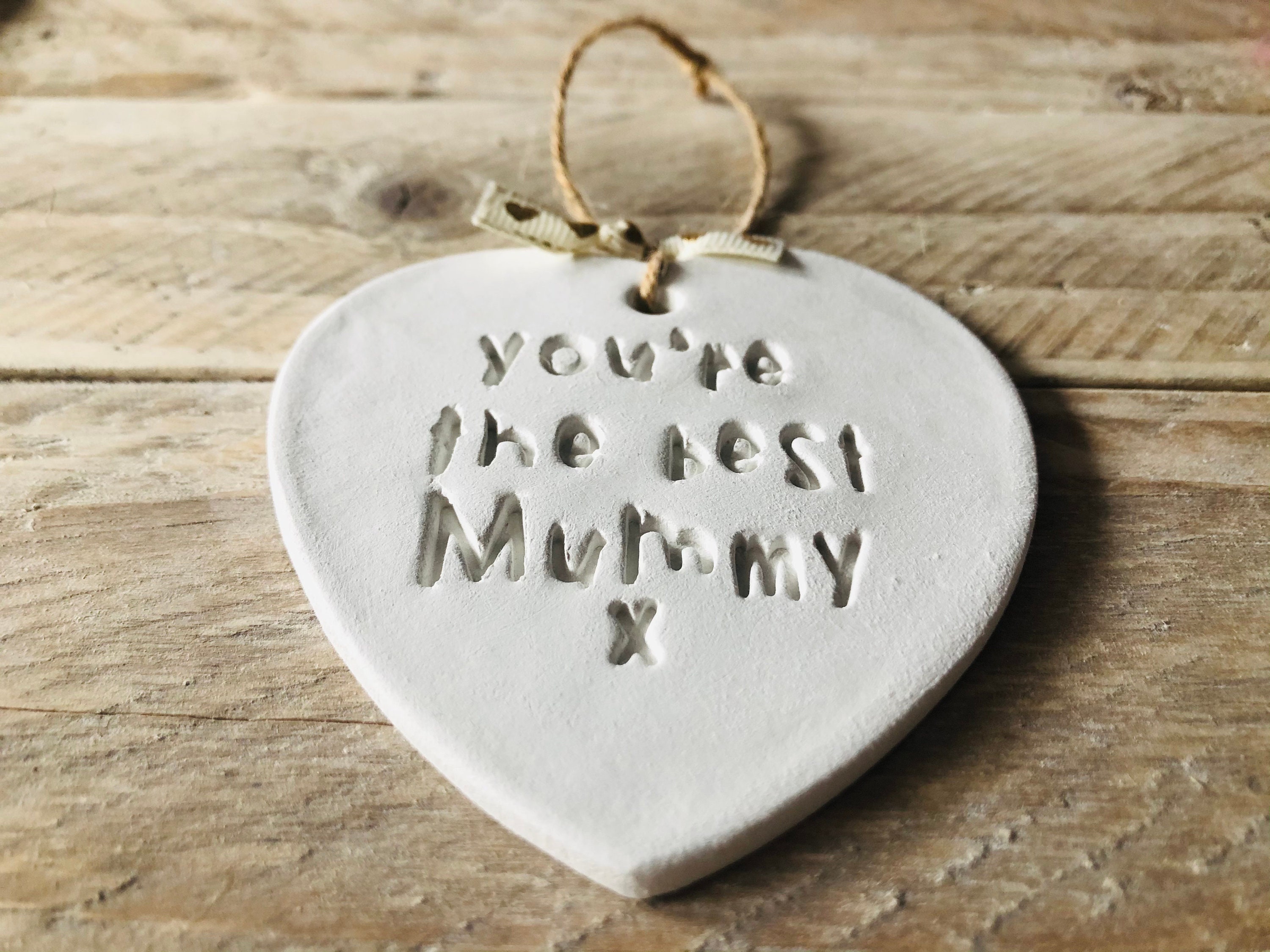 Youre the Best Mummy Clay White Heart Rustic Mothers Day - Etsy UK