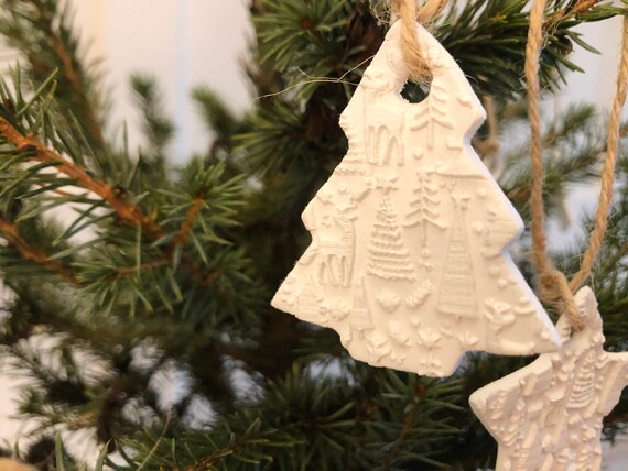 White textured christmas ornaments Clearance