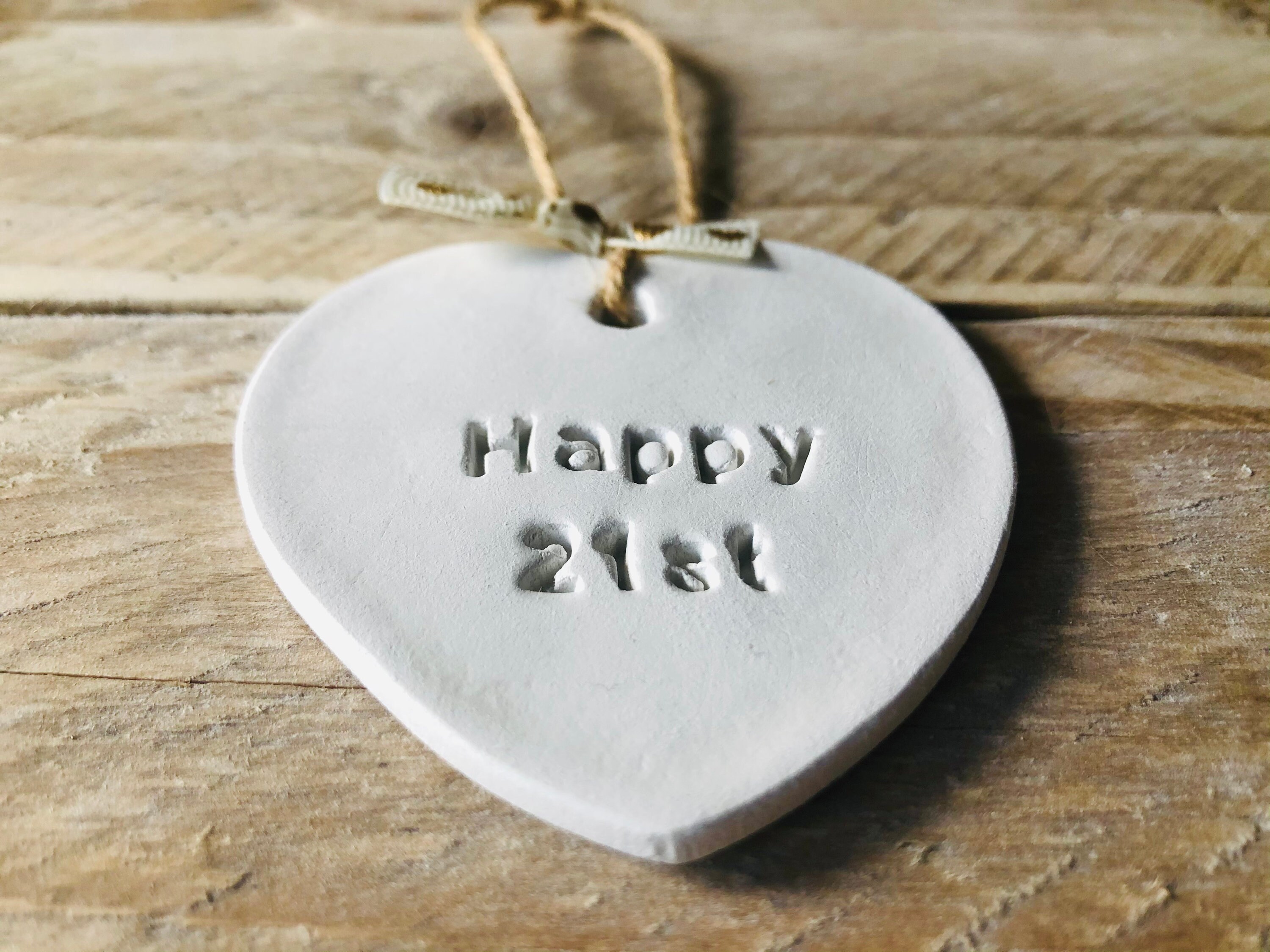 Joyeux 21ème Clay White Decoration Anniversaire Rustique Gift - Etsy France