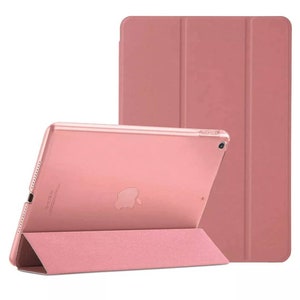 Personalizado 1 3d hombre / mujer bordado sonriente soporte funda semi transparente detrás para Apple iPad /iPad Mini /iPad Air /iPad Pro Tablet Pink