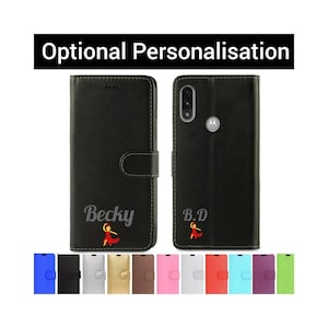 Nome personalizzato / Iniziali / Emojis Custodia per telefono in pelle Flip Wallet per tutti i telefoni Motorola g6 g7 g8 e6 e5 e altro ancora