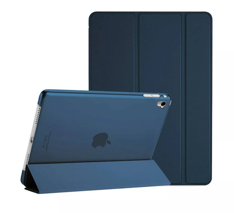 Personalizado 1 3d hombre / mujer bordado sonriente soporte funda semi transparente detrás para Apple iPad /iPad Mini /iPad Air /iPad Pro Tablet Navy blue