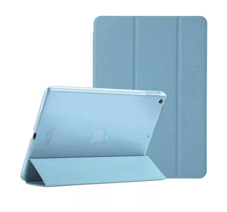 Personalizado 1 3d hombre / mujer bordado sonriente soporte funda semi transparente detrás para Apple iPad /iPad Mini /iPad Air /iPad Pro Tablet Baby blue