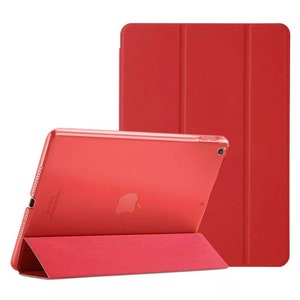 Personalizado 1 3d hombre / mujer bordado sonriente soporte funda semi transparente detrás para Apple iPad /iPad Mini /iPad Air /iPad Pro Tablet Red