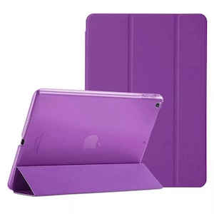 Personalizado 1 3d hombre / mujer bordado sonriente soporte funda semi transparente detrás para Apple iPad /iPad Mini /iPad Air /iPad Pro Tablet Purple