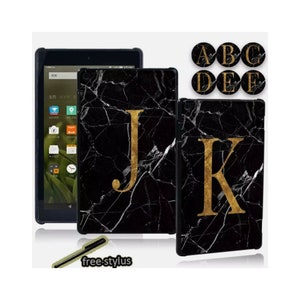 Personalised 1 Initial Marble Letter Cover Case For Amazon Kindle Fire HD 8th/10thPaperwhite 1/2/3/4 Tablet image 1