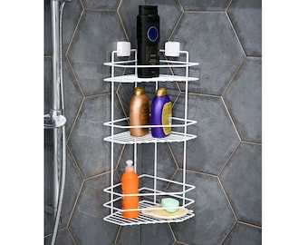 Shower Caddy Basket, Strong Adhesion Bathroom Corner Basket, Triple Shelves, Bathroom Kitchen Organisation