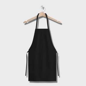 Plain Black Adjustable Apron, Unisex Chef Cooking Grill Aprons for BBQ, Lightweight Baking Apron for Bars, Restaurants, Pubs - 70x90