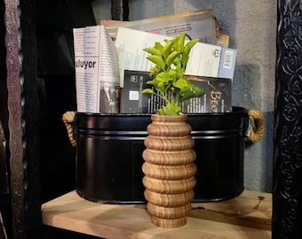 Wooden Decorative Vase Set, Unique Natural Wooden Flower Pot, Dried Flowers, Housewarming, Unique Christmas Gifts for Home