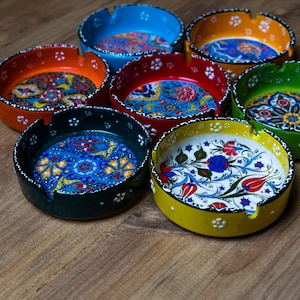 Hand Painted Colourful Ceramic Ashtrays, Decorative Indoor Outdoor Decoration, Floral Design, Unique Mother's Day Gift for Home image 4