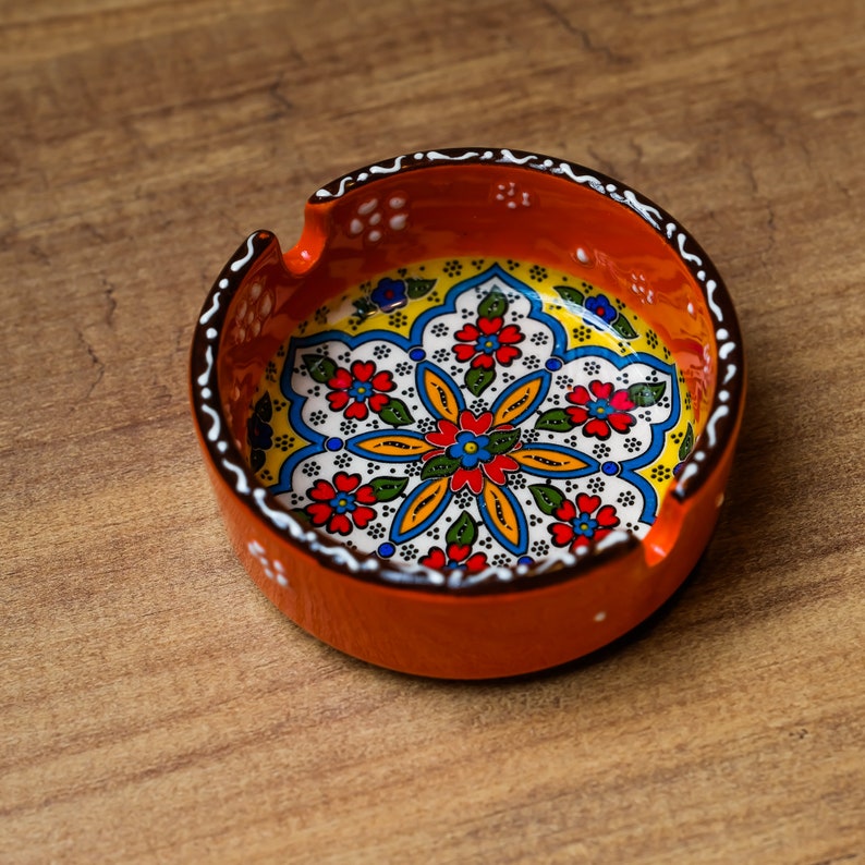 Hand Painted Colourful Ceramic Ashtrays, Decorative Indoor Outdoor Decoration, Floral Design, Unique Mother's Day Gift for Home image 3