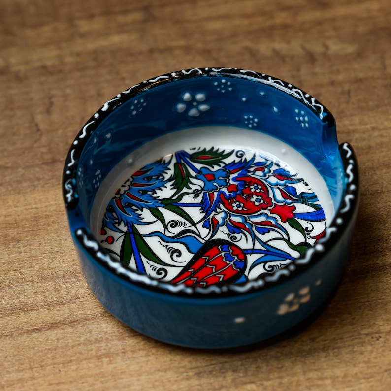 Hand Painted Colourful Ceramic Ashtrays, Decorative Indoor Outdoor Decoration, Floral Design, Unique Mother's Day Gift for Home image 8