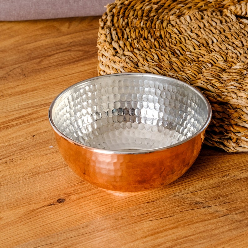 100% Pure Copper Handmade Heavy Decorative Shiny Bowl 15 cm and 370g, Bowls for Egg Beating, Salad Mixing, Bath Hammam and Spa Accessories image 6