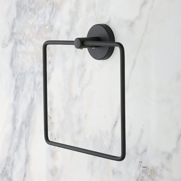 Black Towel Rail Hand Towel Holder Towel Ring Wall Mounted for Bathroom Kitchen, Square Silver Wall Mounted Towel Holder, Stainless Steel