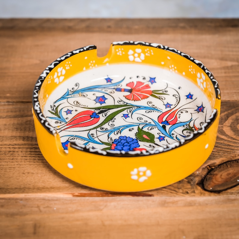 Hand Painted Colourful Ceramic Ashtrays, Decorative Indoor Outdoor Decoration, Floral Design, Unique Mother's Day Gift for Home image 7