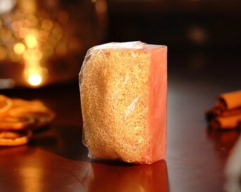 Rose Soap 130gr Extra Large Size Pumpkin Fiber, Handmade Vegan Natural Soap, Wedding Favours