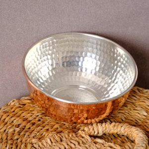 100% Pure Copper Handmade Heavy Decorative Shiny Bowl 15 cm and 370g, Bowls for Egg Beating, Salad Mixing, Bath Hammam and Spa Accessories image 3