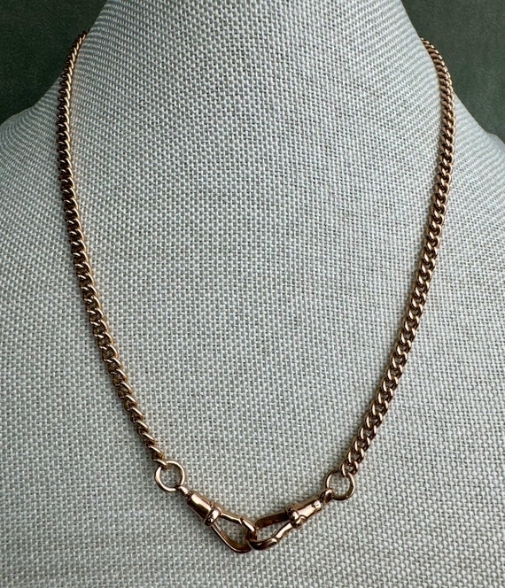Antique 9ct gold  double Albert chain with free r… - image 6