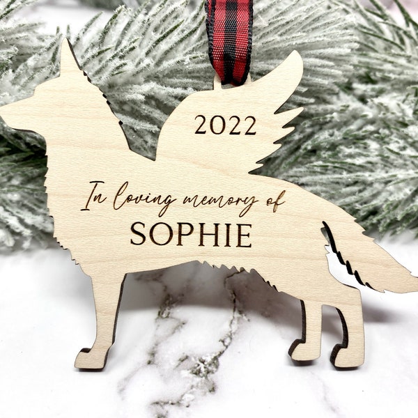 German Shepherd Memorial Ornament, German Shepherd Ornament, German Shepherd Angel, Loss of German Shepherd Gift, Wood Ornament