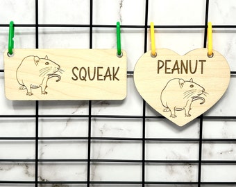 Rat Cage Sign, Rat Lovers, Rat Name Plate, Personalized Cage Sign, Pet Rat Accessories, Cage Accessories, Custom, Pet Rat Supplies, Wood