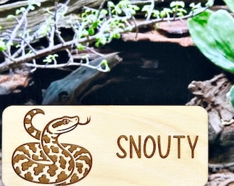 Hognose Schlange Namensschild, Holz Hognose Tank Dekor, personalisierte Hognose Schlange Zubehör, benutzerdefinierte Reptilien Namensschild, Hognose Dekor