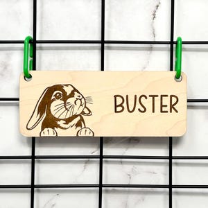 Personalized Bunny Name Sign, Custom Rabbit Cage Tag, Bunny Name Plaque, Rabbit Cage Accessories, Bunny Decor, Pet Gift, Small Animal Sign