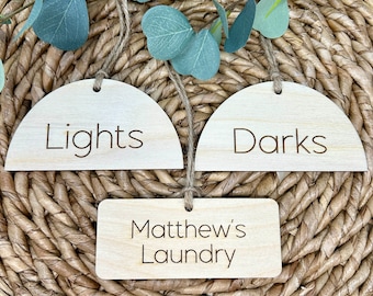Custom Wooden Labels, Labels for Laundry, Laundry Basket Labels, Labels for Dorm Room, Labels for Pantry Bins, Lost Socks, Hanging Labels