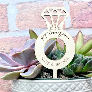 Wedding Plant Tags, Wedding Succulent Favors, Plant Stakes, Bridal Shower Favors Tags, Let Love Grow Succulent, Plant Sticks, Wedding Favors