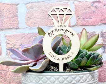 Wedding Plant Tags, Wedding Succulent Favors, Plant Stakes, Bridal Shower Favors Tags, Let Love Grow Succulent, Plant Sticks, Wedding Favors