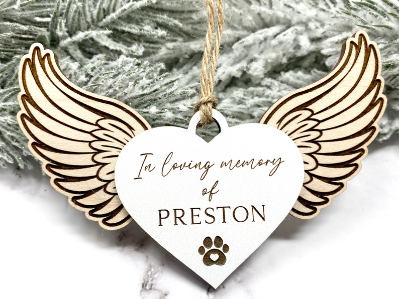 Angel Wings Ornament, Dog Memorial Ornament, Pet Angel Paw Ornament ...