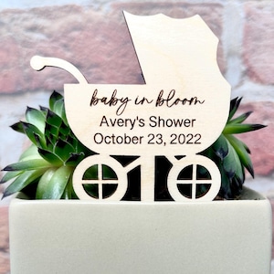 Baby in Bloom Baby Shower, Baby in Bloom Tags, Succulent Sticks, Baby Shower Plant Tag, Succulent Favors for Baby Shower, Wood, Decor