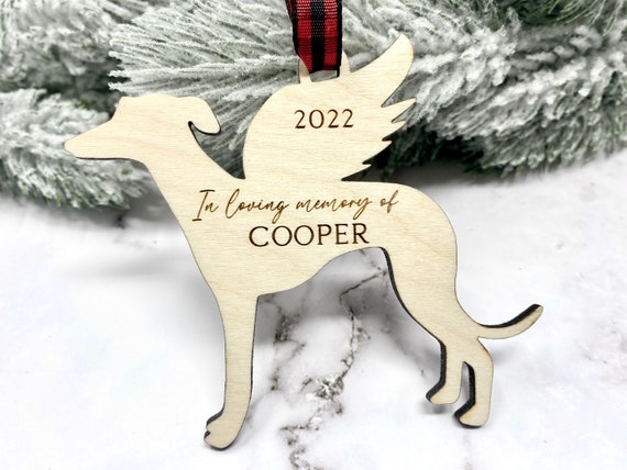 Greyhound Memorial Ornament, Greyhound Ornament, Greyhound Dog, Greyhound Angel, Loss of Greyhound Gift, Greyhound Mom, Wood Ornament