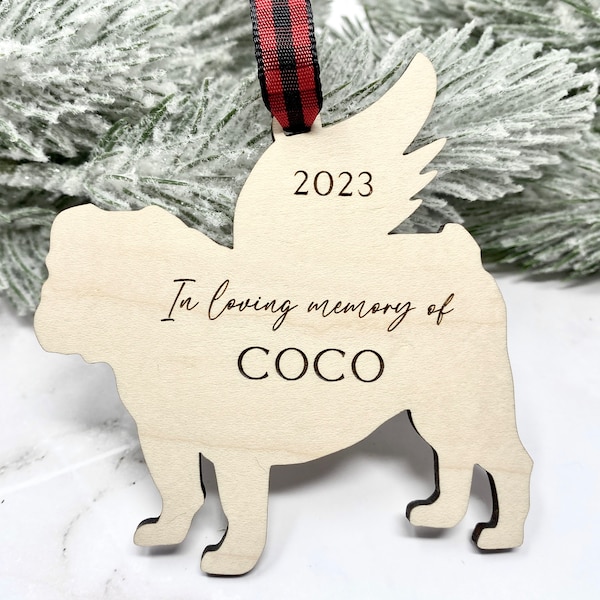 Bulldog Memorial Ornament, Bulldog Memorial Gift, Bulldog Angel Wings, Bulldog Ornament, Bulldog Memorial, Wood, English Bulldog Memorial