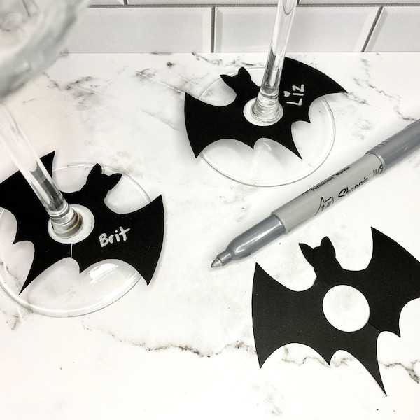 Halloween Drink Tags, Bat Drink Tags, Drink Name Tag, Wine Tasting Party Decor, Superhero Birthday Name, Drink Marker, Drink Identifier