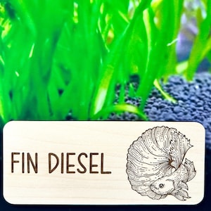 Betta Fish Name Tag, Betta Fish Tank Decorations, Betta Fish Tank Accessories, Betta Fish Gift, Betta Fish Aquarium Decor, Wood