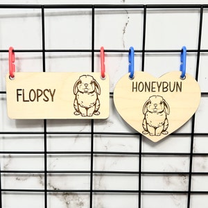 Bunny Name Tag, Rabbit Name Tag, Bunny Accessories for Rabbits, Cage Accessories, Cage Decor, Rabbit Owner, Bunny Rabbit, Personalized, Wood