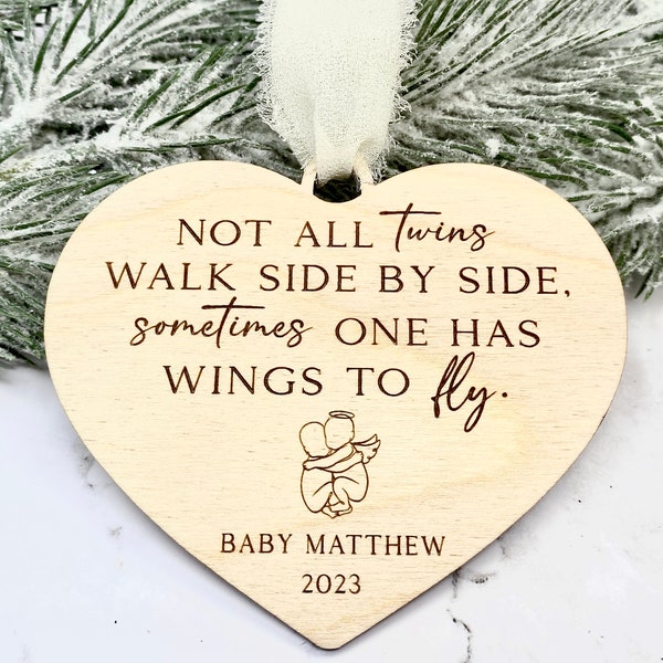 Twin Memorial Ornament, Loss of Twins, Twins Miscarriage Gift, Pregnancy Loss Gift, Pregnancy Loss Ornament, Not All Twins Walk Side by Side