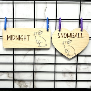 Bunny Name Tag, Rabbit Name Tag, Bunny Accessories for Rabbits, Cage Accessories, Cage Decor, Rabbit Owner, Bunny Rabbit, Personalized, Wood